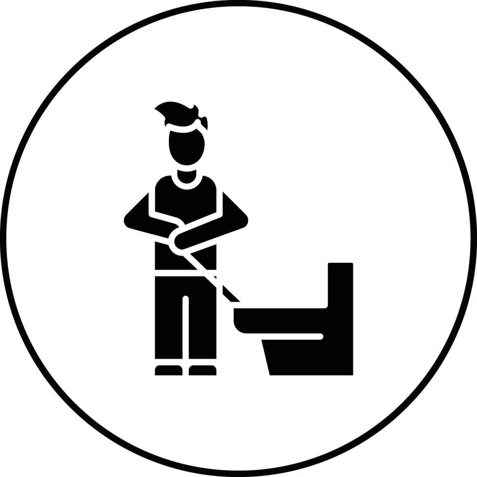 Man Cleaning Bathroom Vector Icon