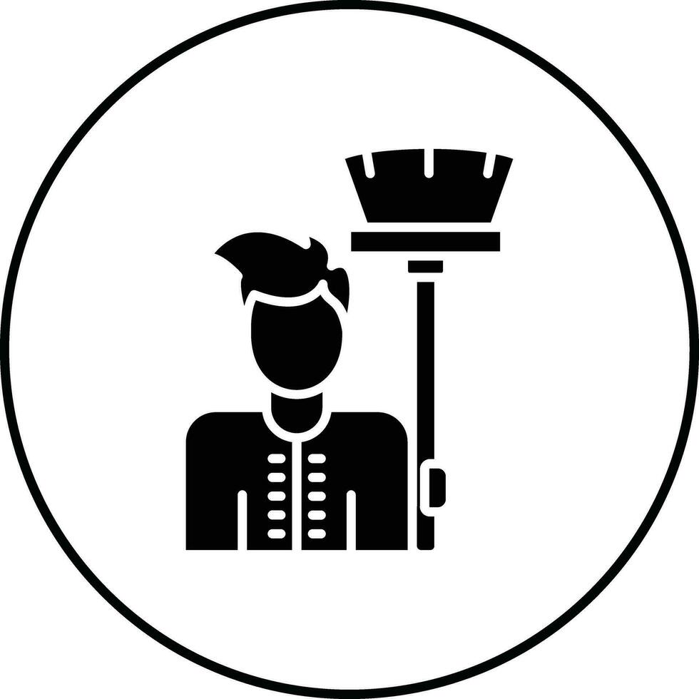 Man Holding Mop Vector Icon
