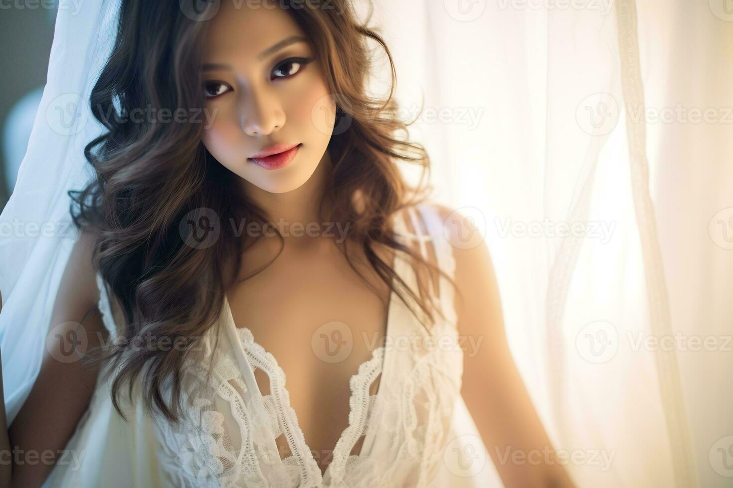 asian girl exuding her natural beauty in the early morning AI Generative photo