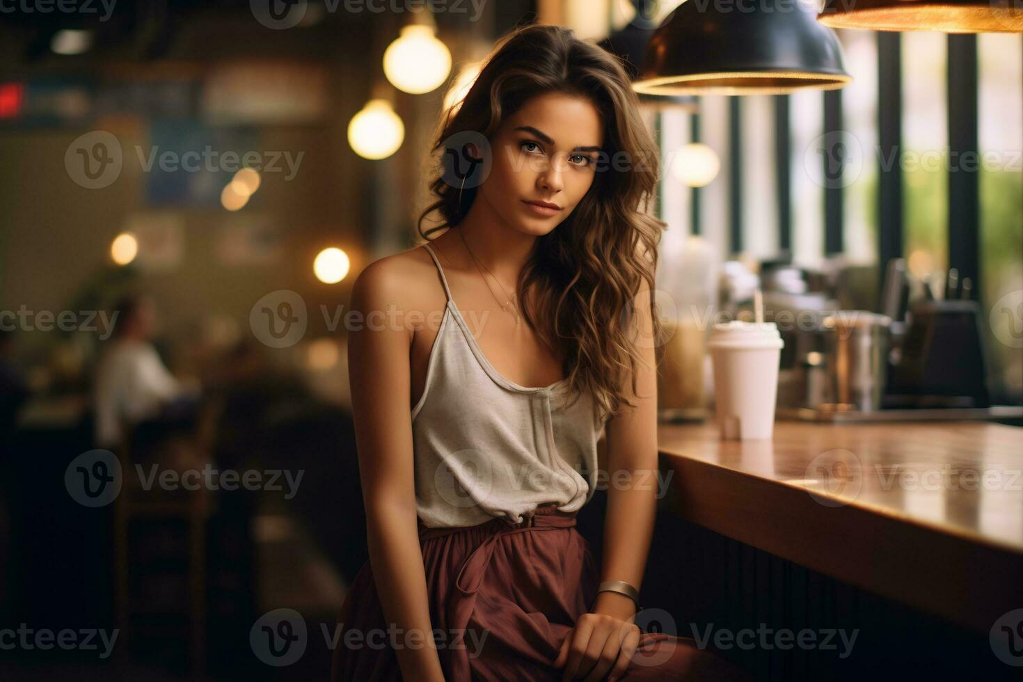 Beautiful young woman on casual outfit AI Generative photo