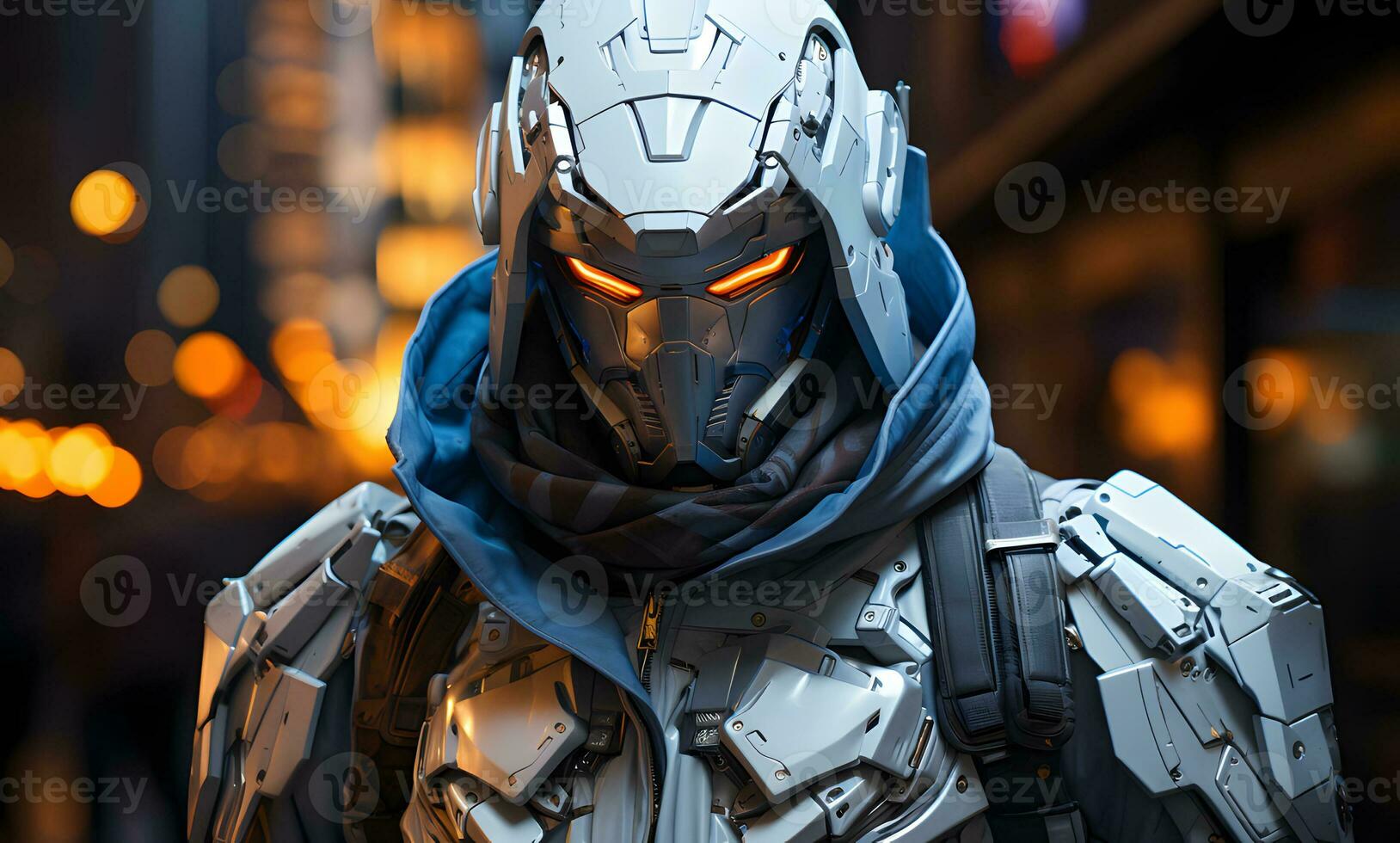 View of futuristic dressed cyber soldier AI Generative photo