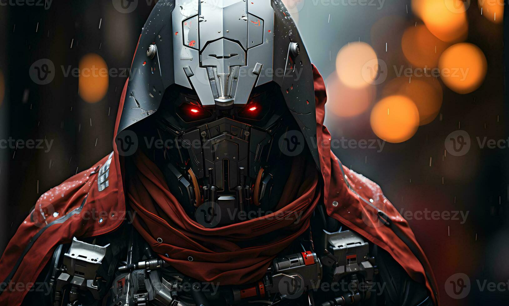 View of futuristic dressed cyber soldier AI Generative photo