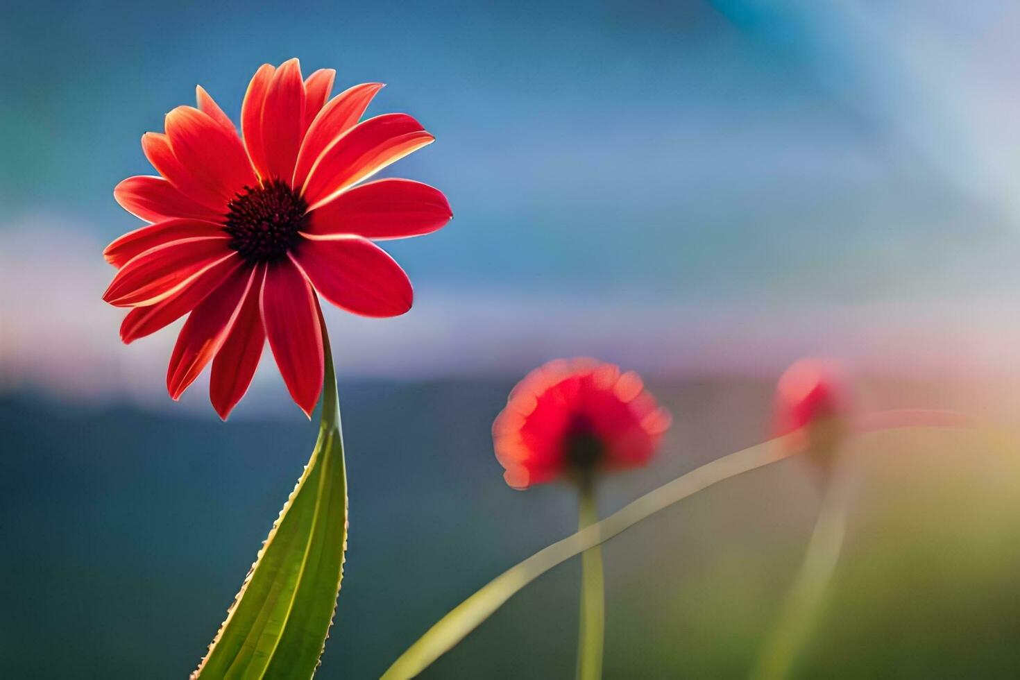 red flower on a sunny day. AI-Generated photo