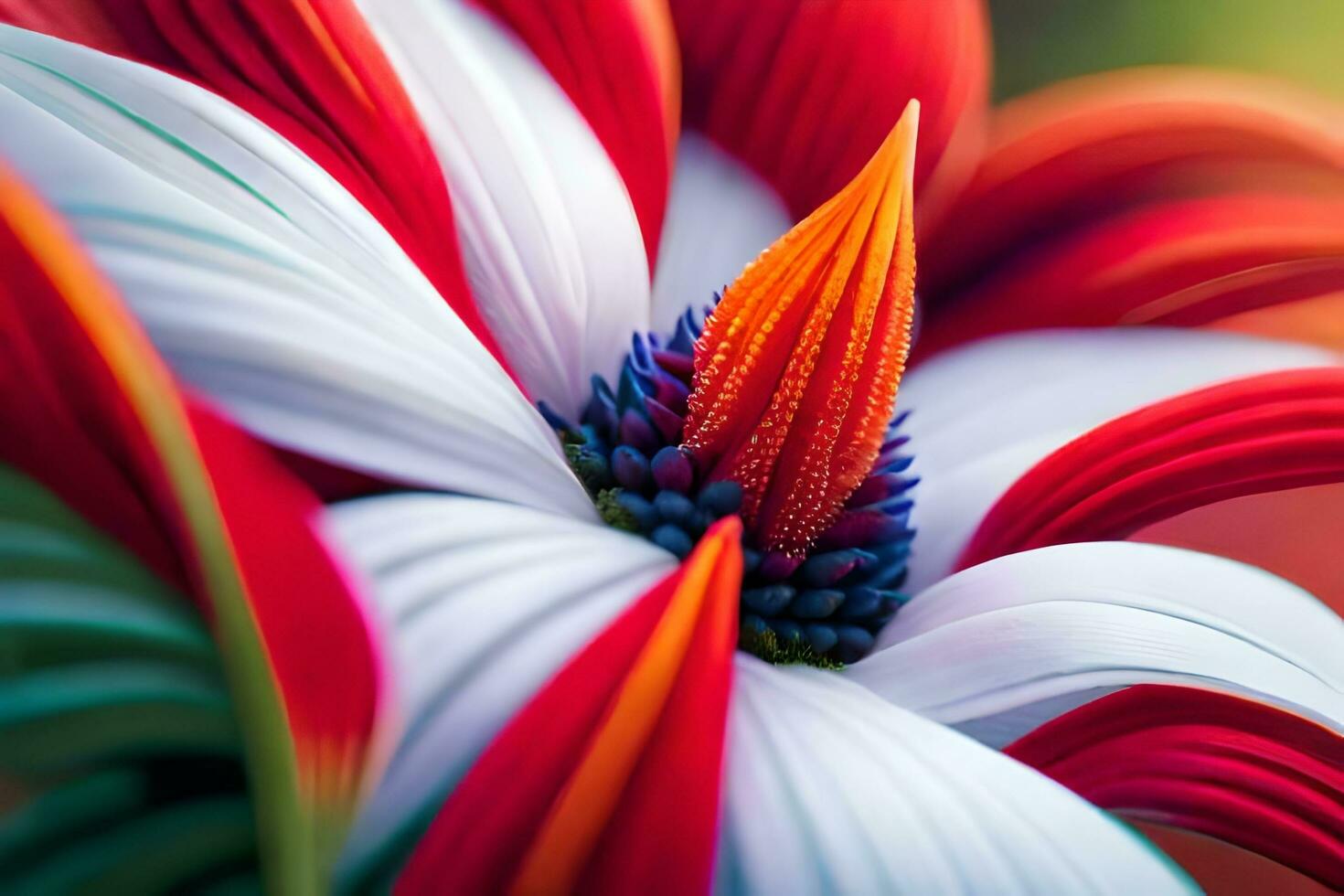 a close up of a red and white flower. AI-Generated photo