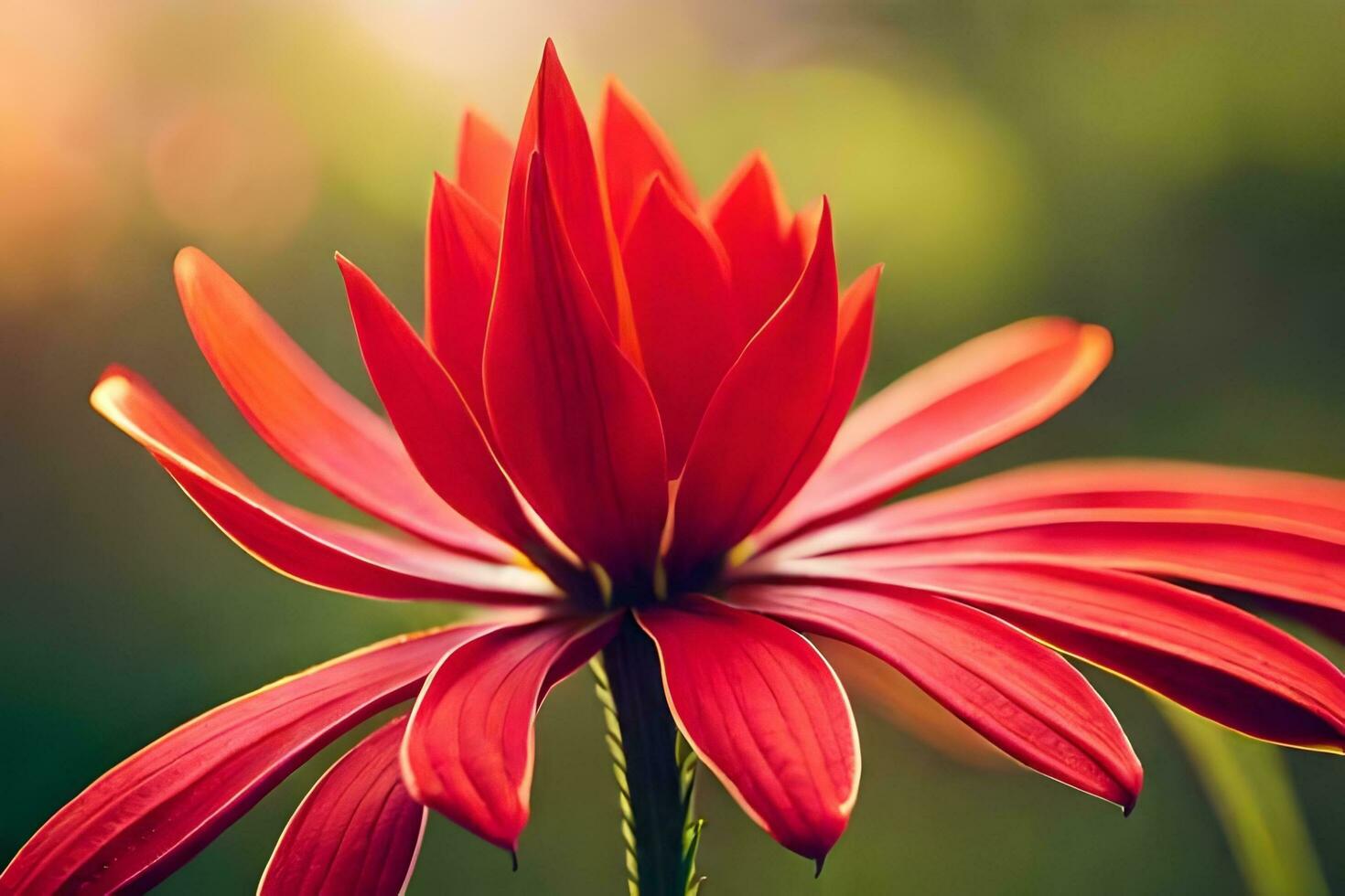 a red flower is shown in the sunlight. AI-Generated photo