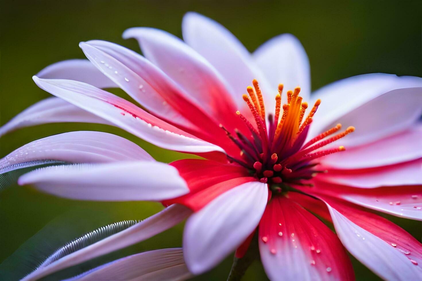 a close up of a red and white flower. AI-Generated photo