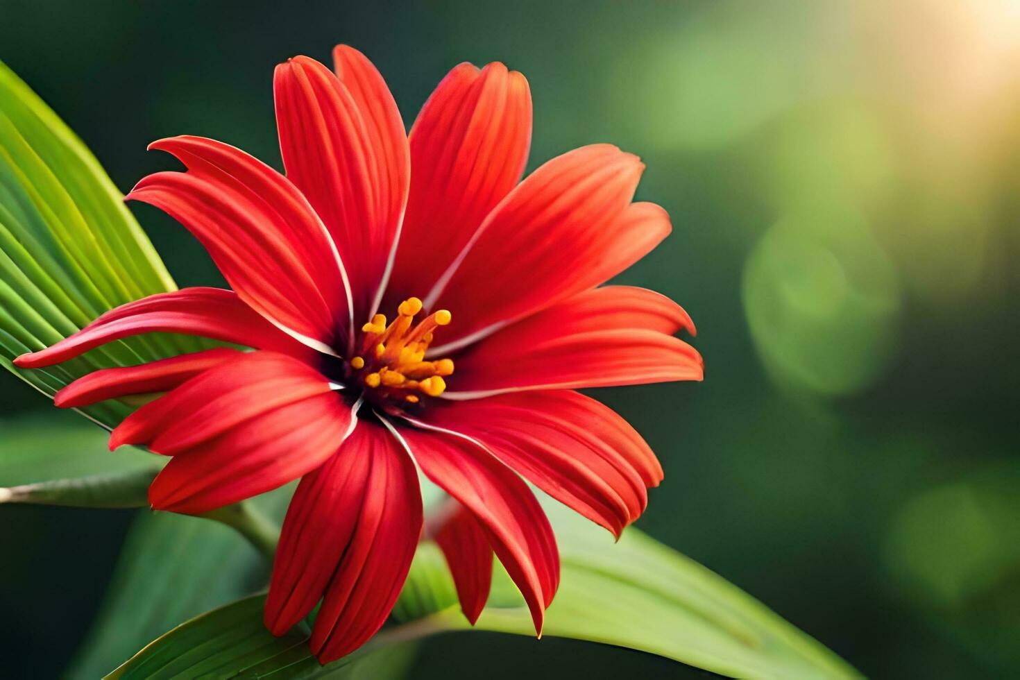 red flower on green background. AIGenerated 31564834 Stock Photo at