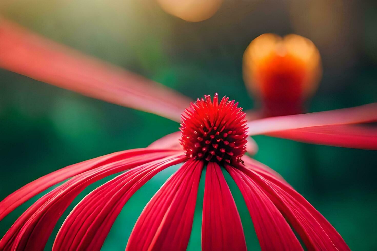 red flower with blurry background. AI-Generated photo
