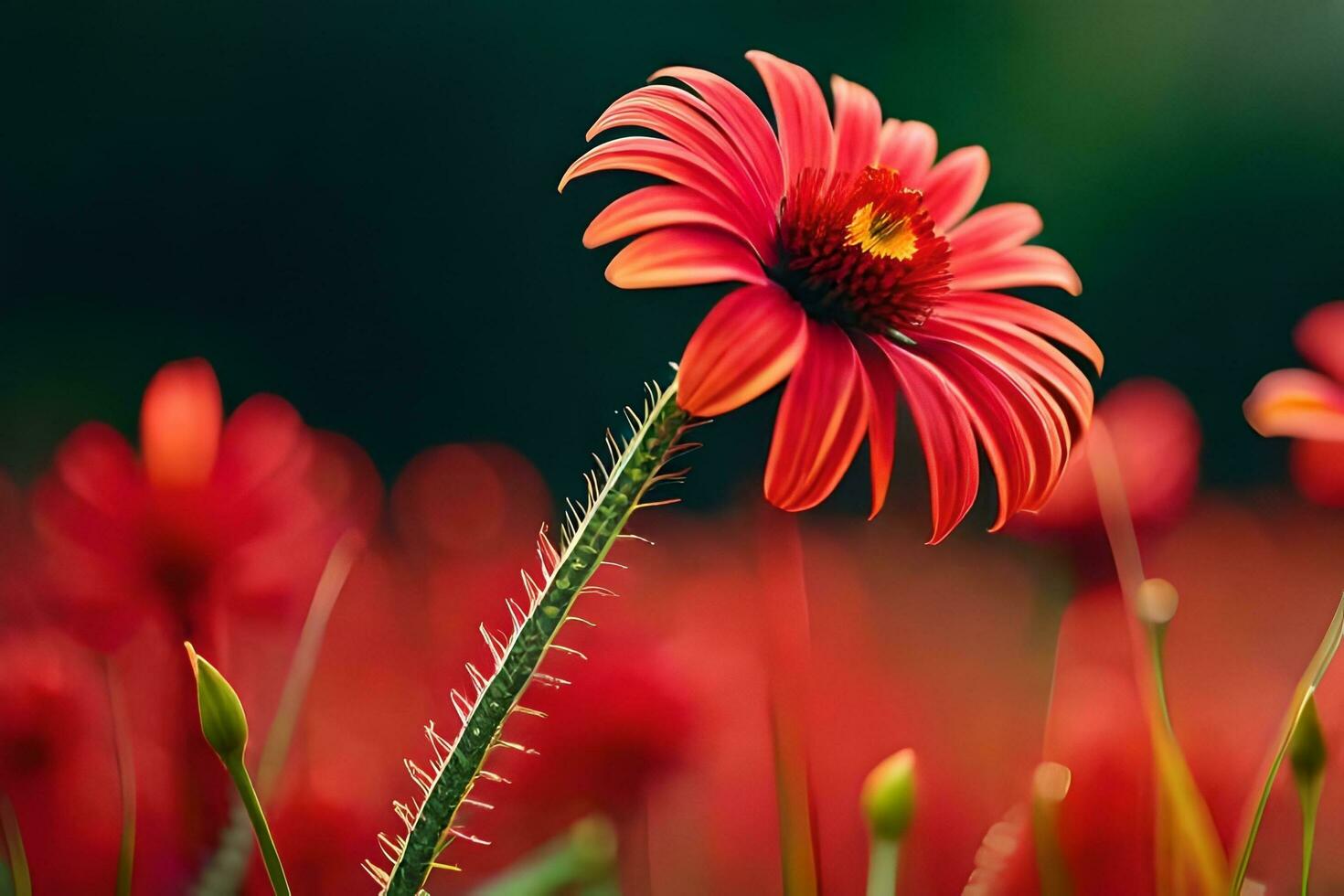 red flower, field, field, field, field, field, field, field, field,. AI-Generated photo