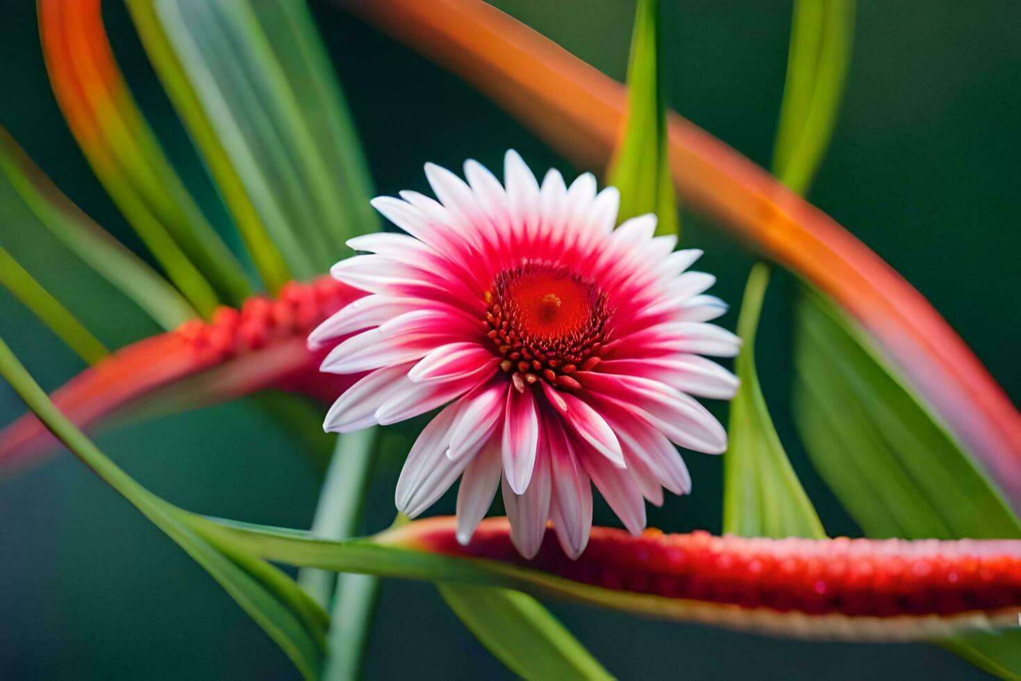 un flor con un rojo centrar y blanco pétalos generado por ai foto