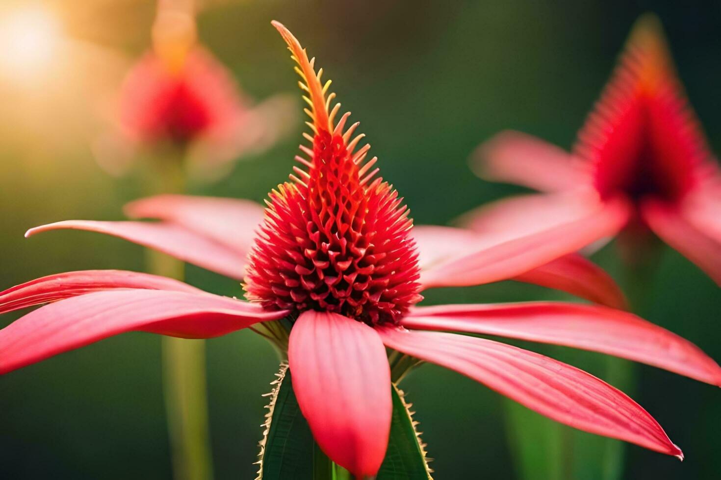 red coneflower blooming in the sun. AI-Generated photo