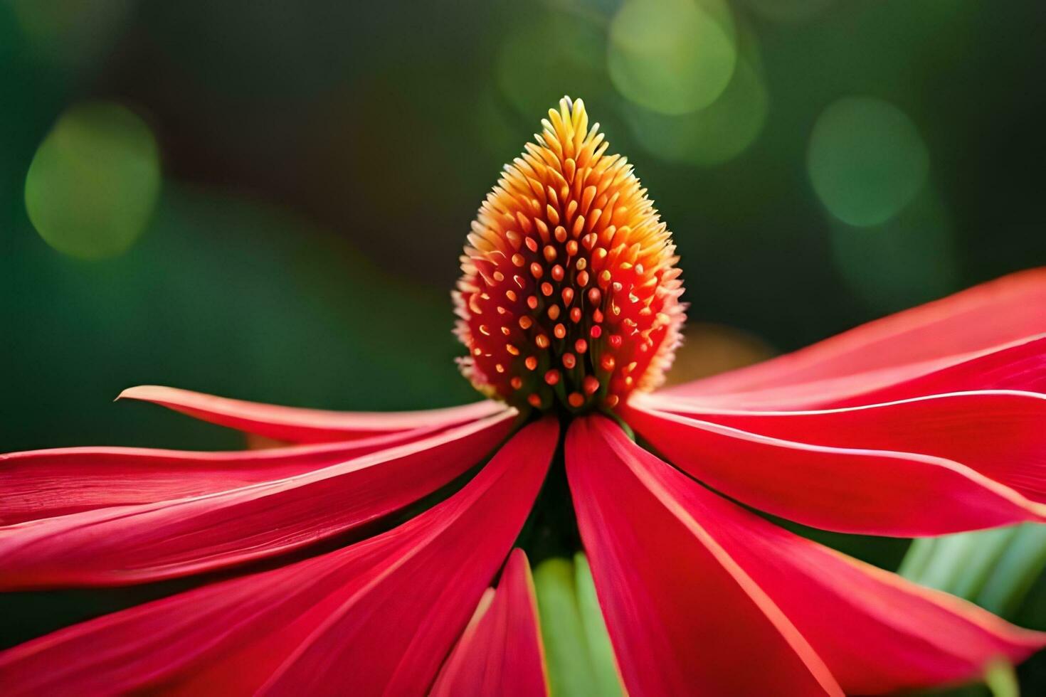 a red flower with a green background. AI-Generated photo