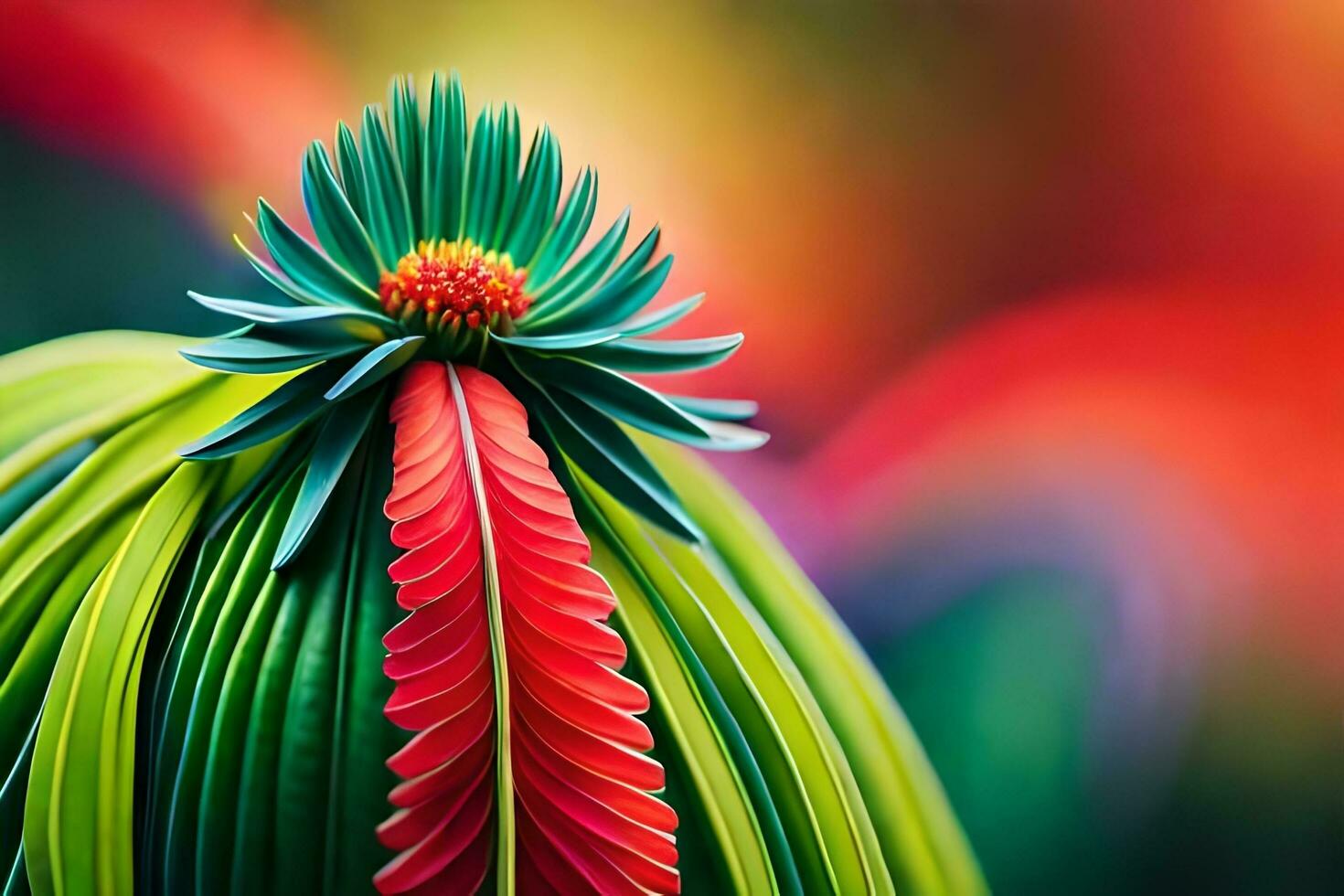 a close up of a colorful plant with green leaves. AI-Generated photo