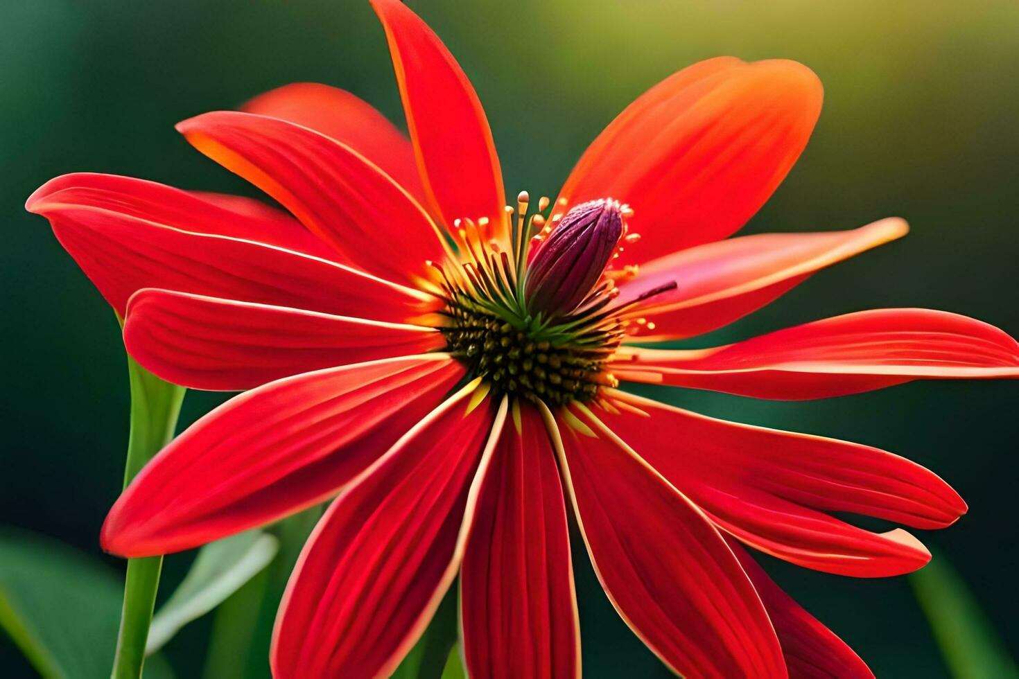 a red flower with a green stem. AI-Generated photo