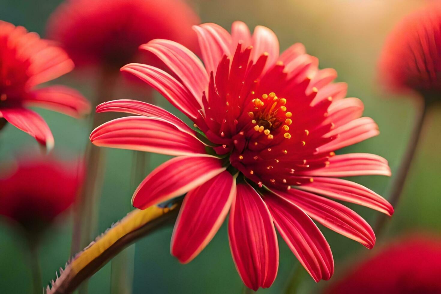 red flowers with green background. AIGenerated 31565750 Stock Photo at