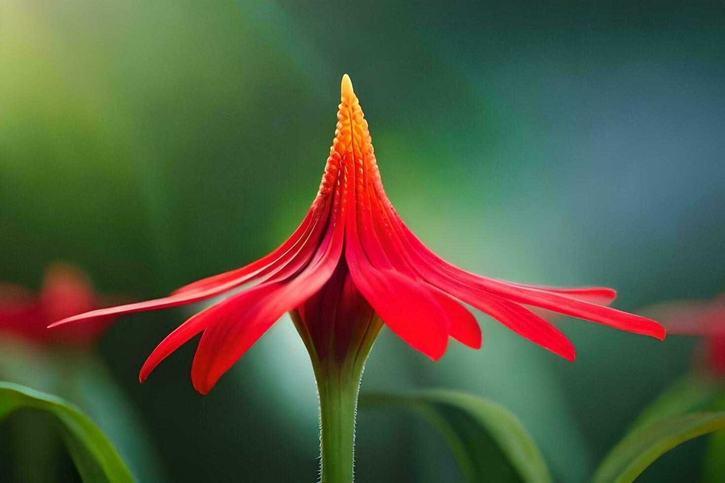 a red flower with a green stem. AI-Generated photo
