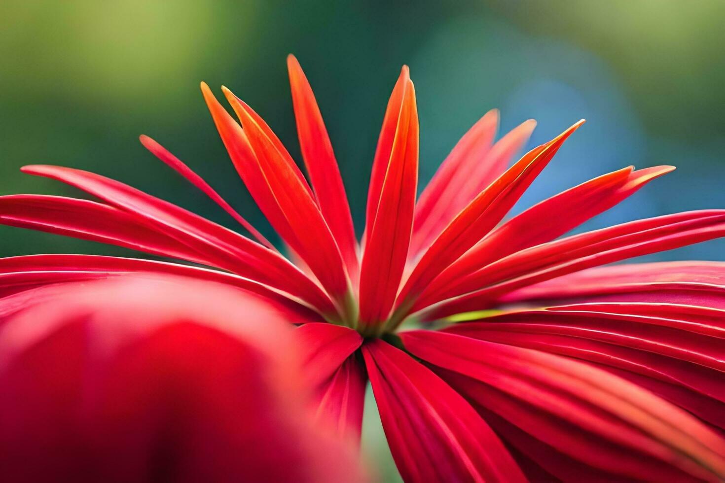 a red flower with a green background. AI-Generated photo