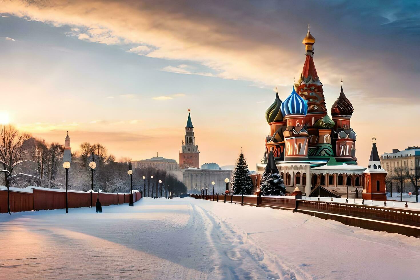 el rojo cuadrado en Moscú, Rusia. generado por ai foto