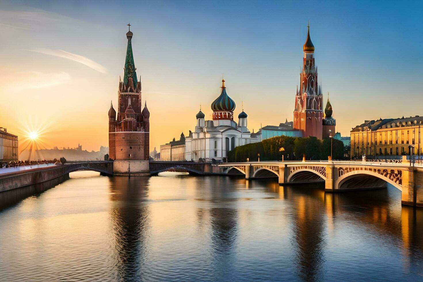 moscow, russia, kremlin, kreml bridge, kreml river,. AI-Generated photo