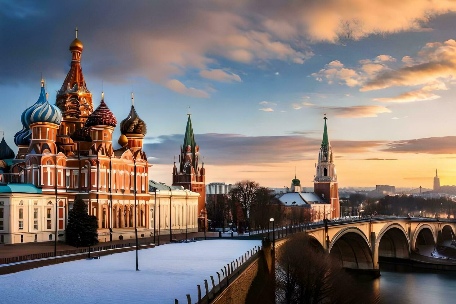 el kremlin y el rojo cuadrado en Moscú, Rusia. generado por ai foto