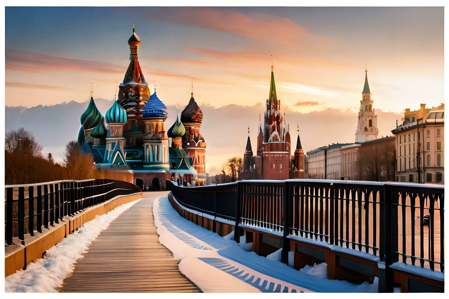 the kremlin and the red square in winter. AI-Generated photo