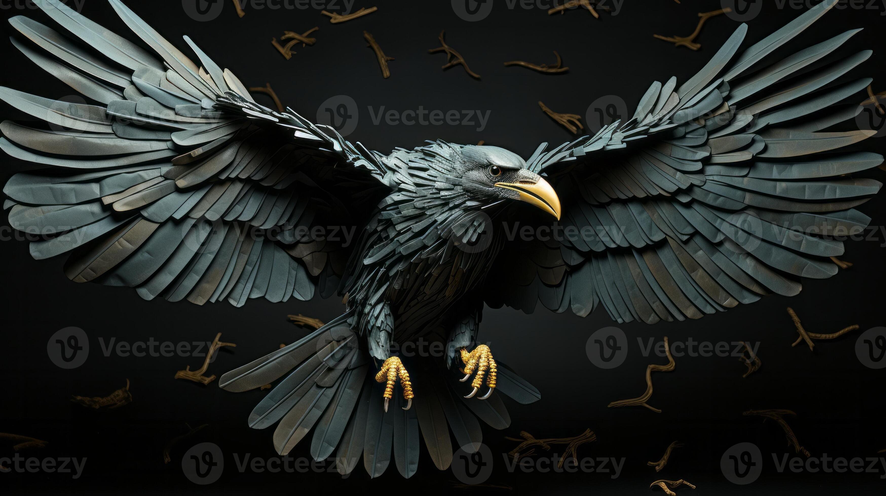 An eagle soars majestically through the sky, its powerful wings 