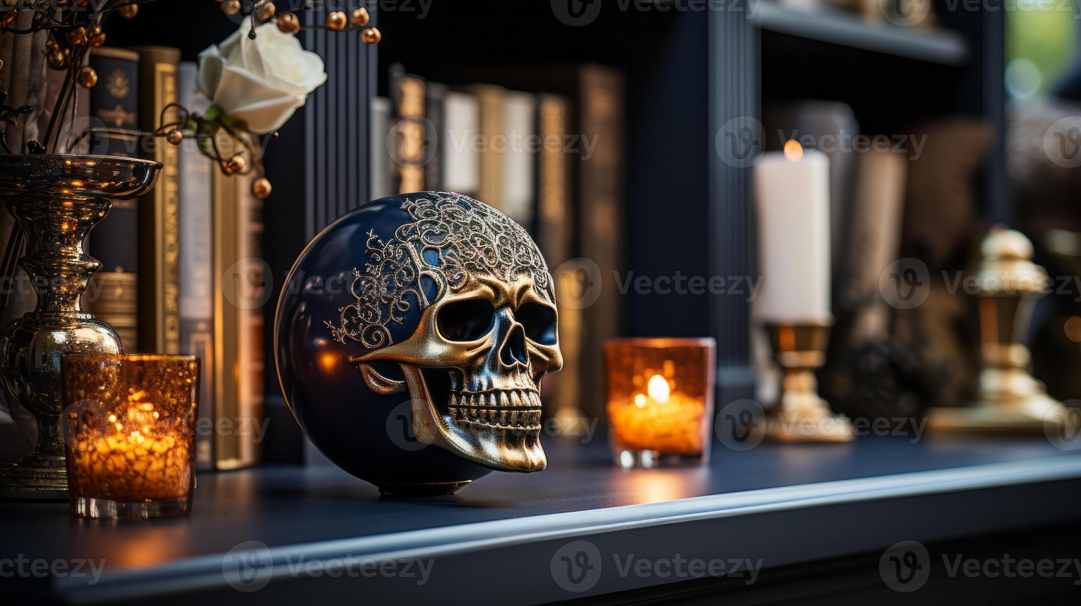 A flickering candle casts an eerie light on a hauntingly beautiful