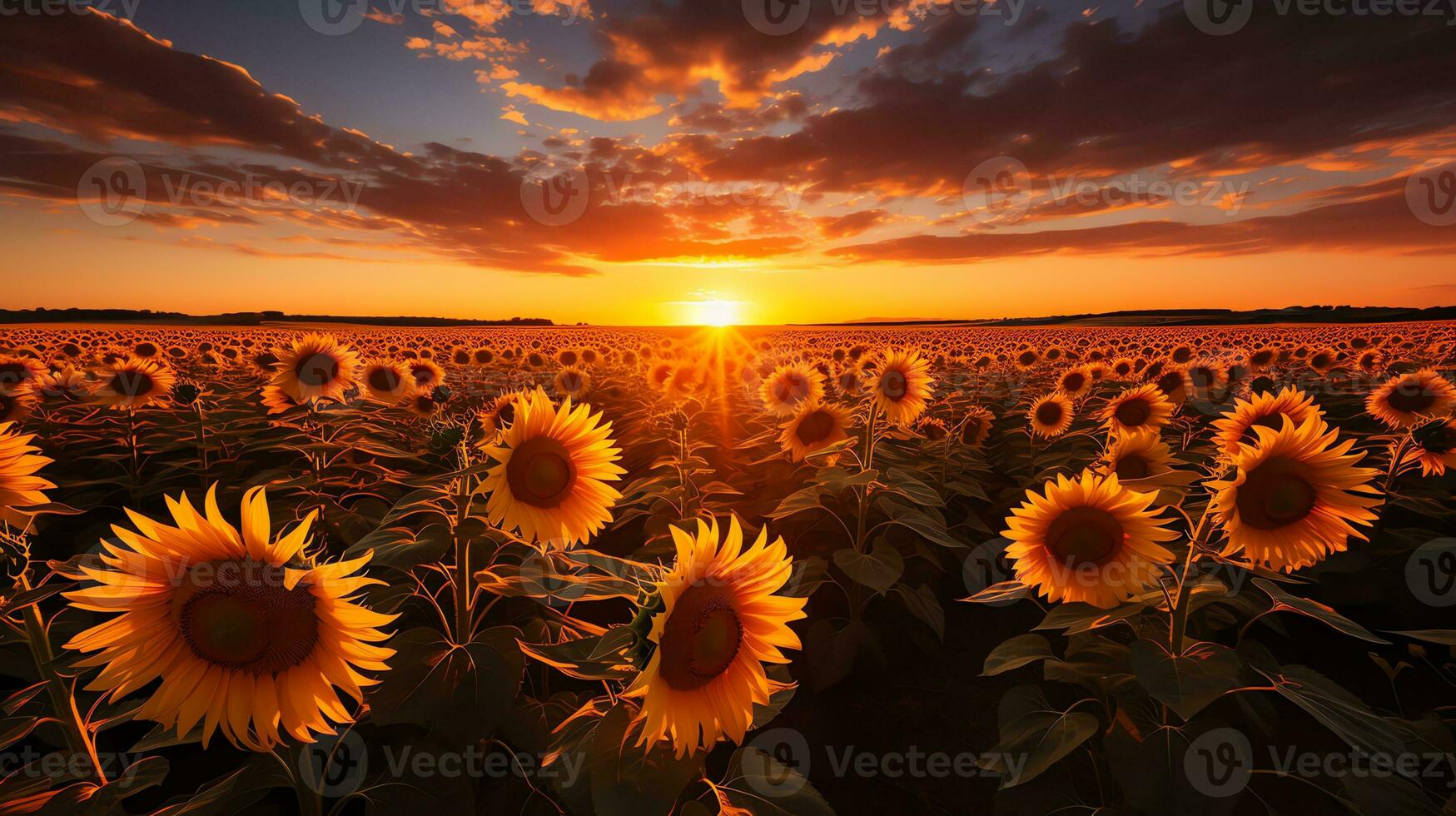 sunflowers in a field at sunset AI Generative photo