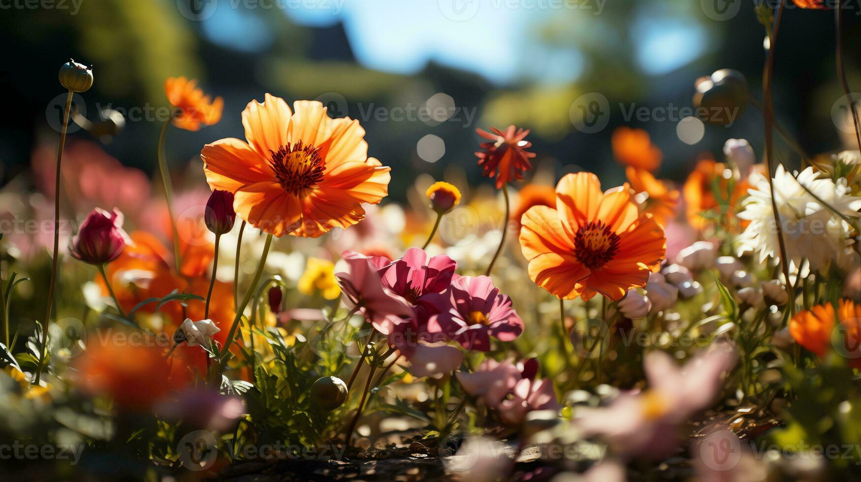 hermosa flor campo paisaje ai generativo foto