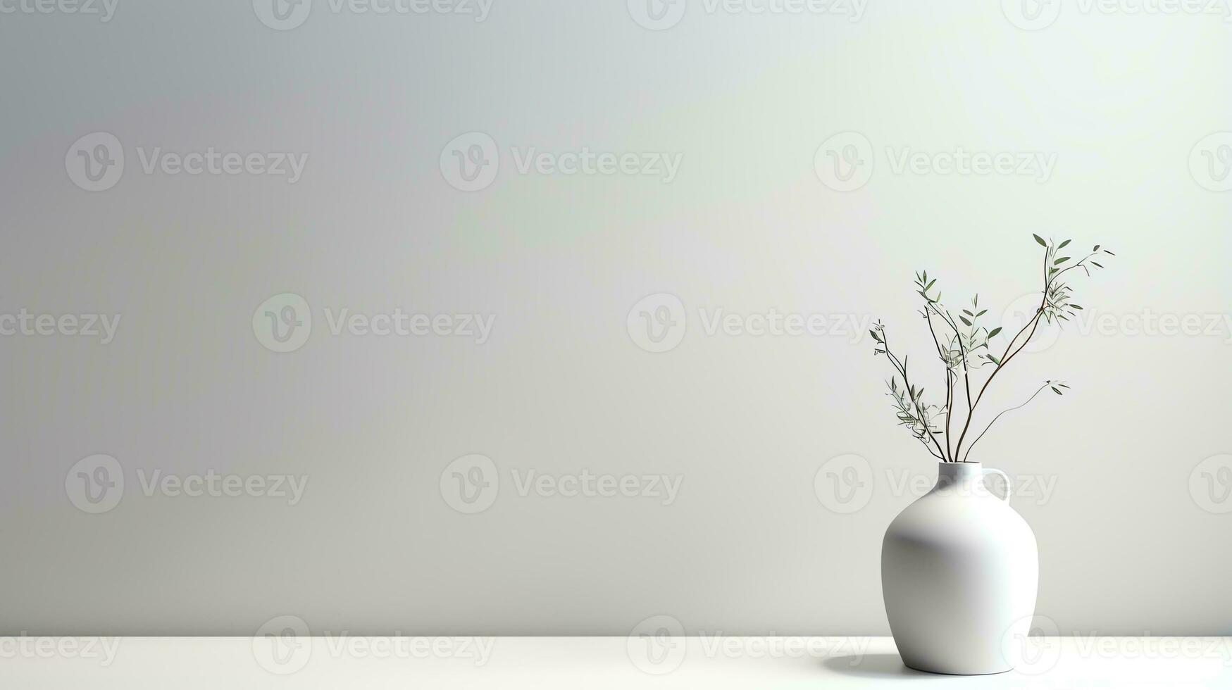 a red vase with a plant in it on a shelf AI Generative photo