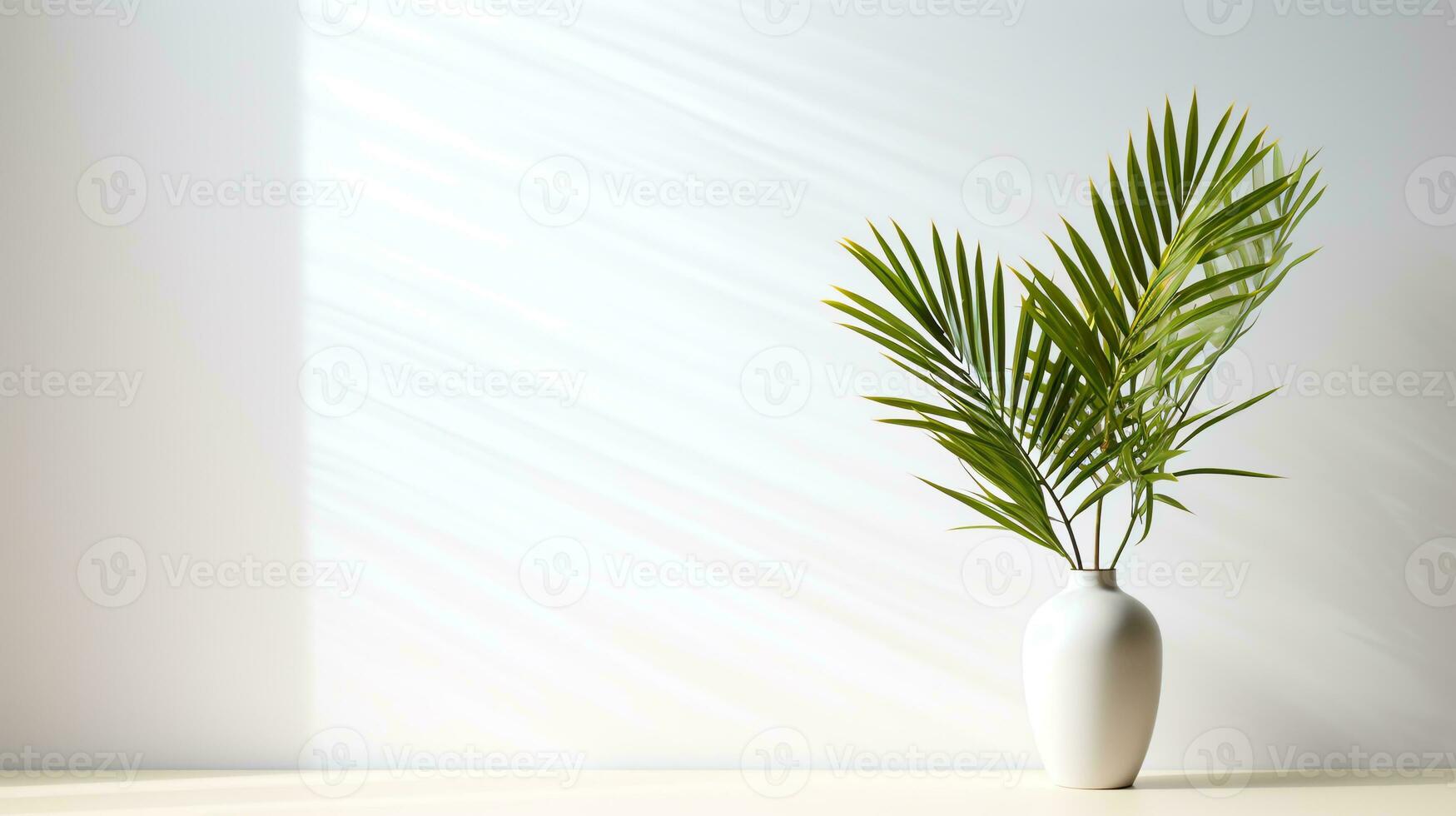 a red vase with a plant in it on a shelf AI Generative photo