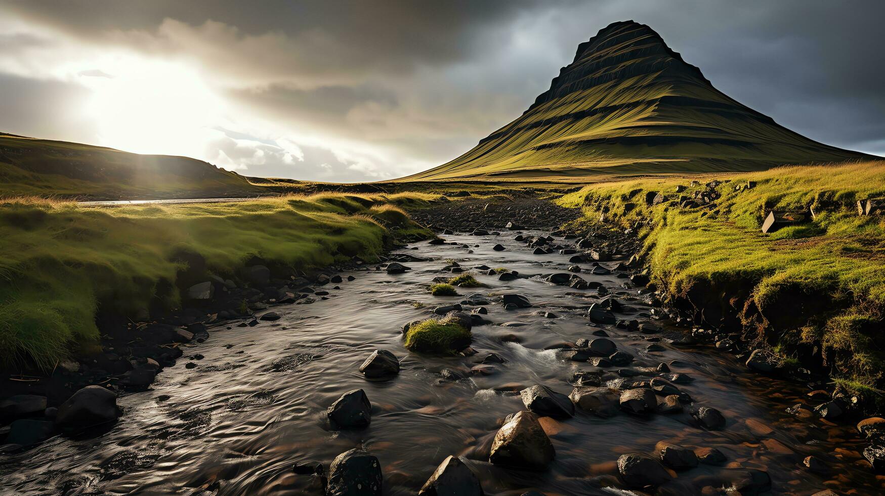 the waterfalls in iceland are beautiful AI Generative photo