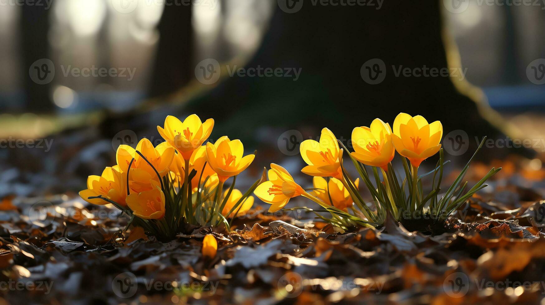 yellow flowers in a field with blue sky AI Generative photo