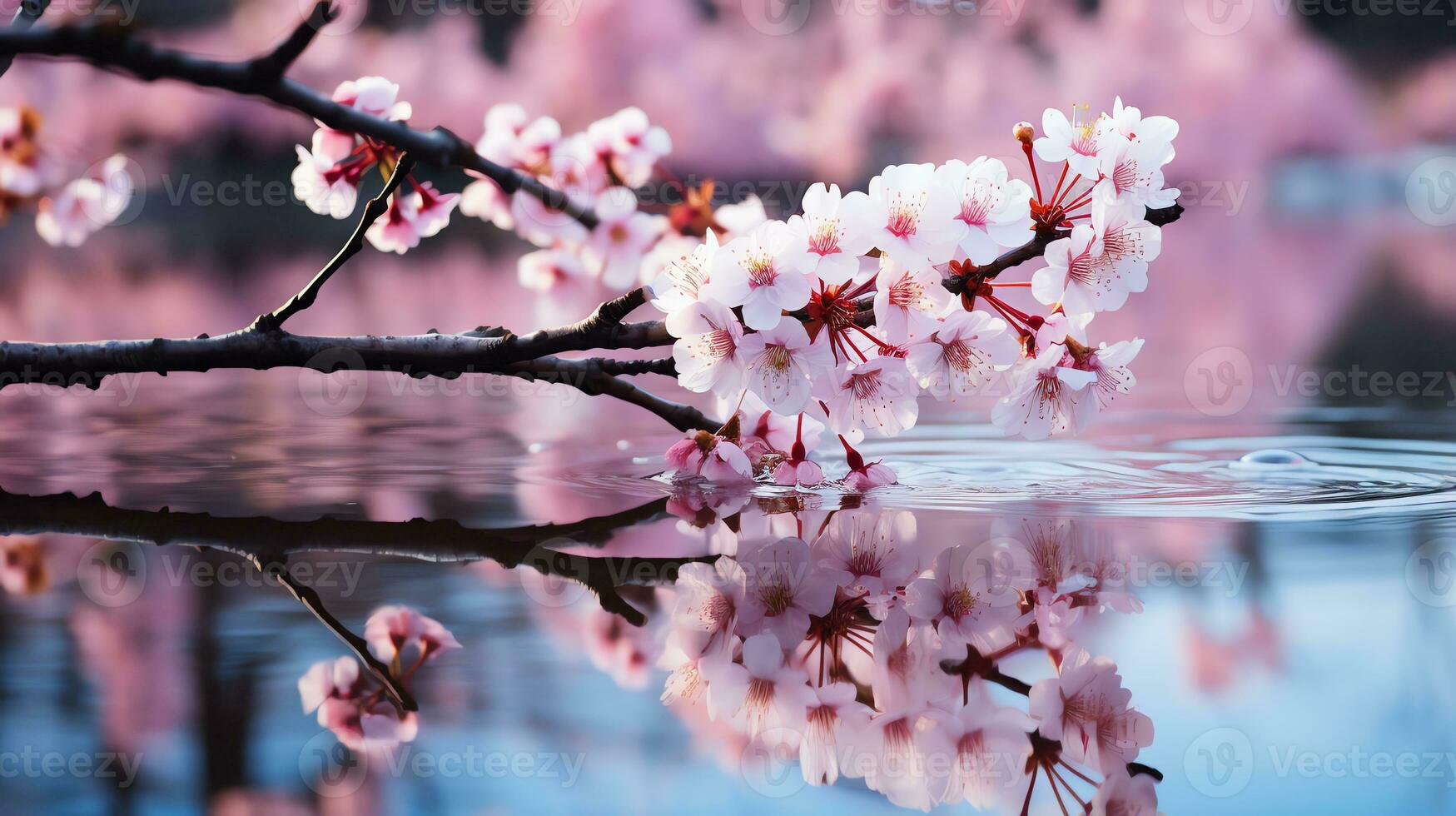 rosado flores son floreciente en un campo ai generativo foto