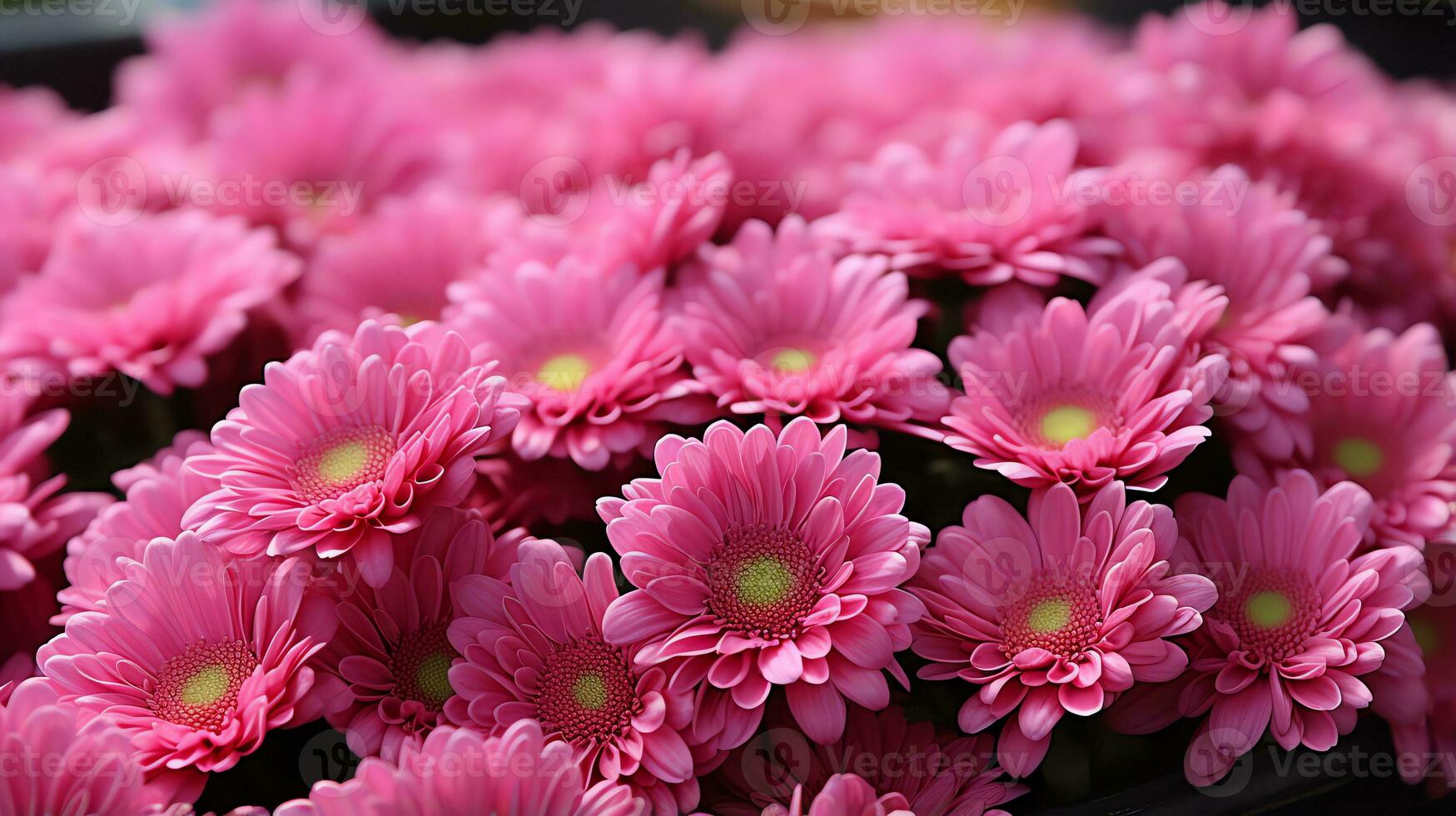 un manojo de rosado flores en un negro envase ai generativo foto