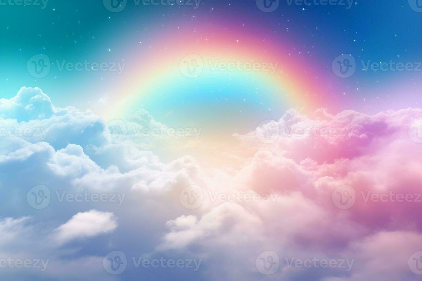 Rainbow in Dynamic Sky. Generative AI photo