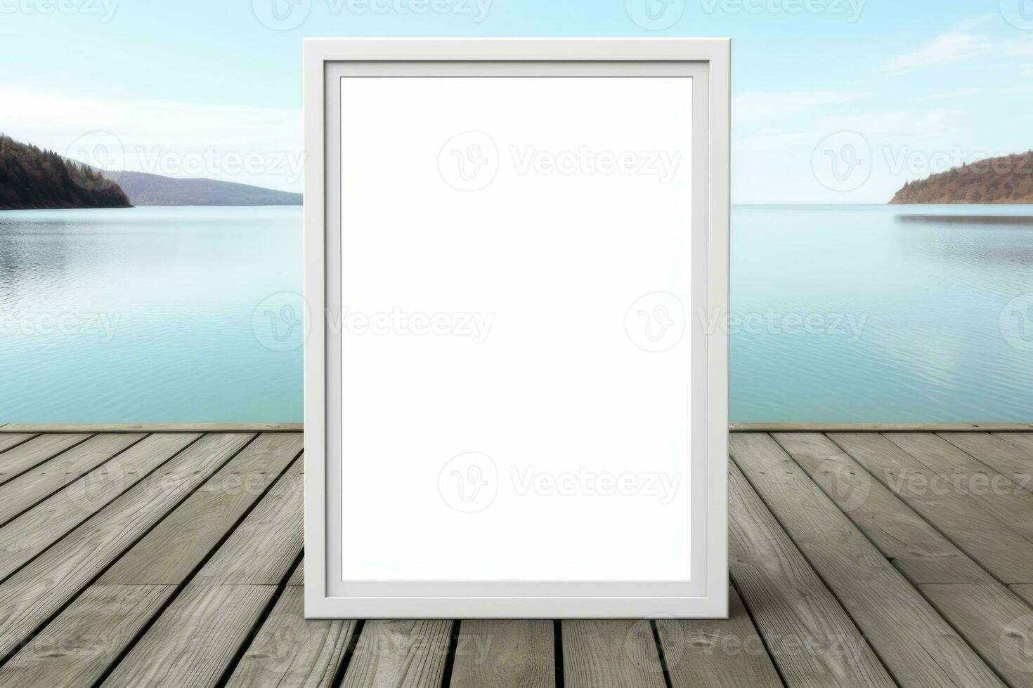 Lakeside Pier Frame Template. Generative AI photo