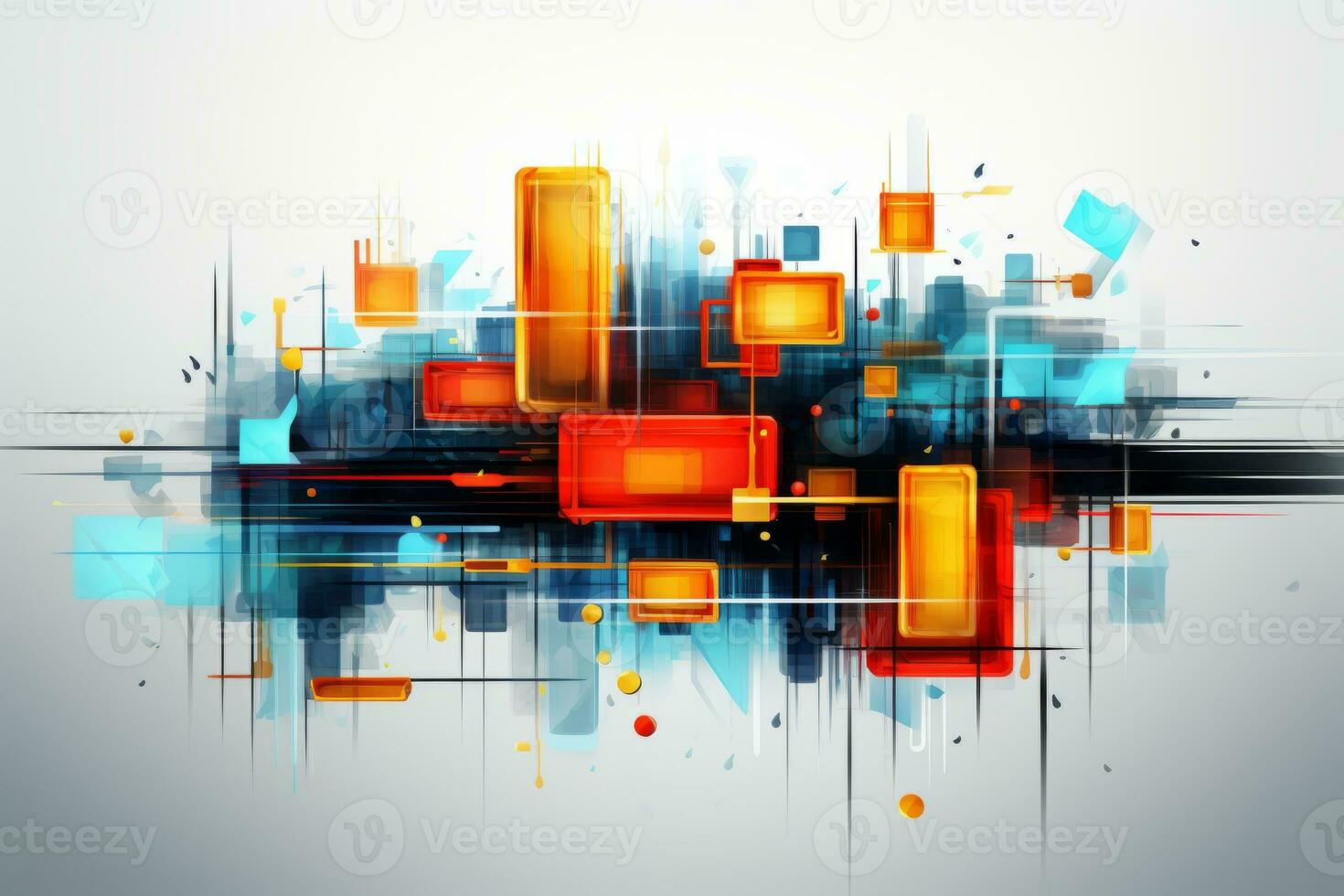 Abstract tech design with vibrant colors. Generative AI photo