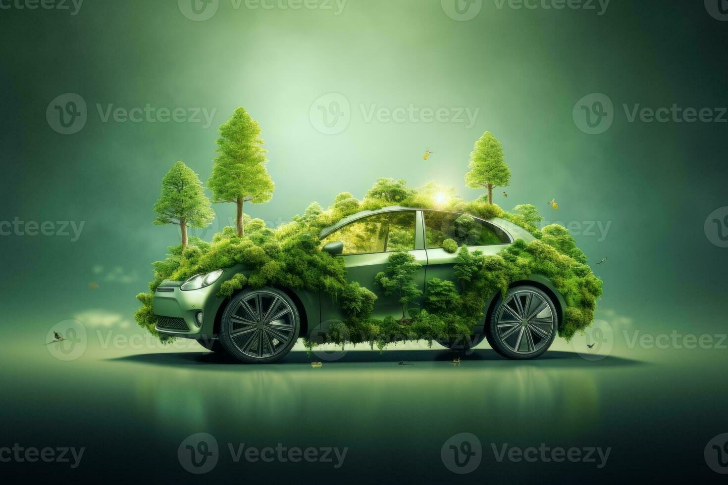 Clean and Green Electric Car for Sustainability. Generative AI photo