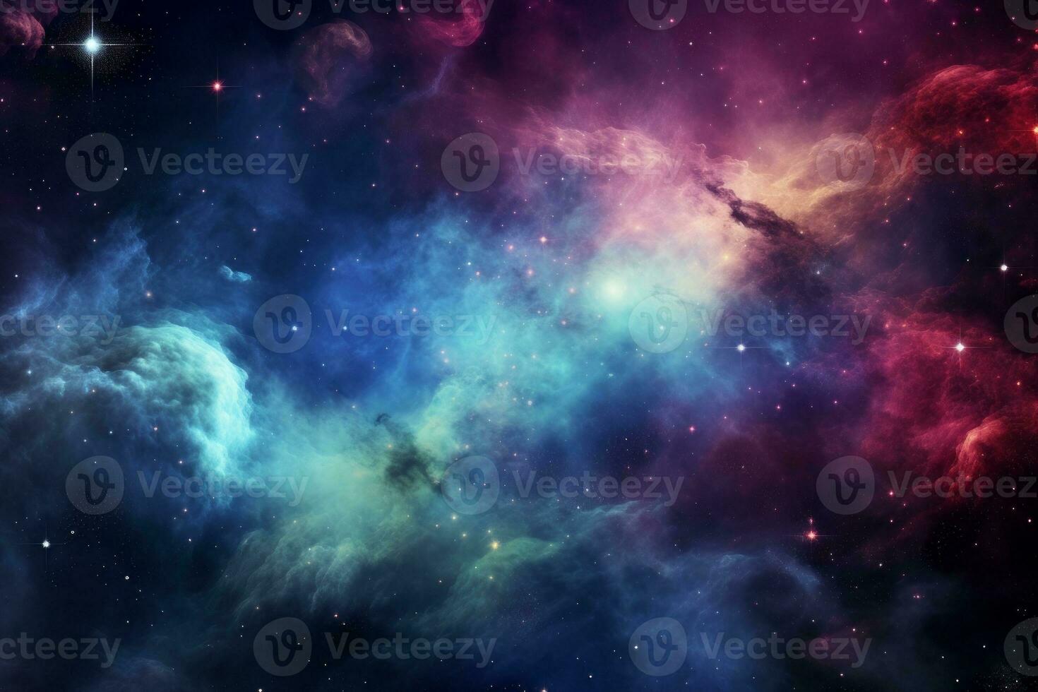Cosmic and nebula-filled outer space. Generative AI photo