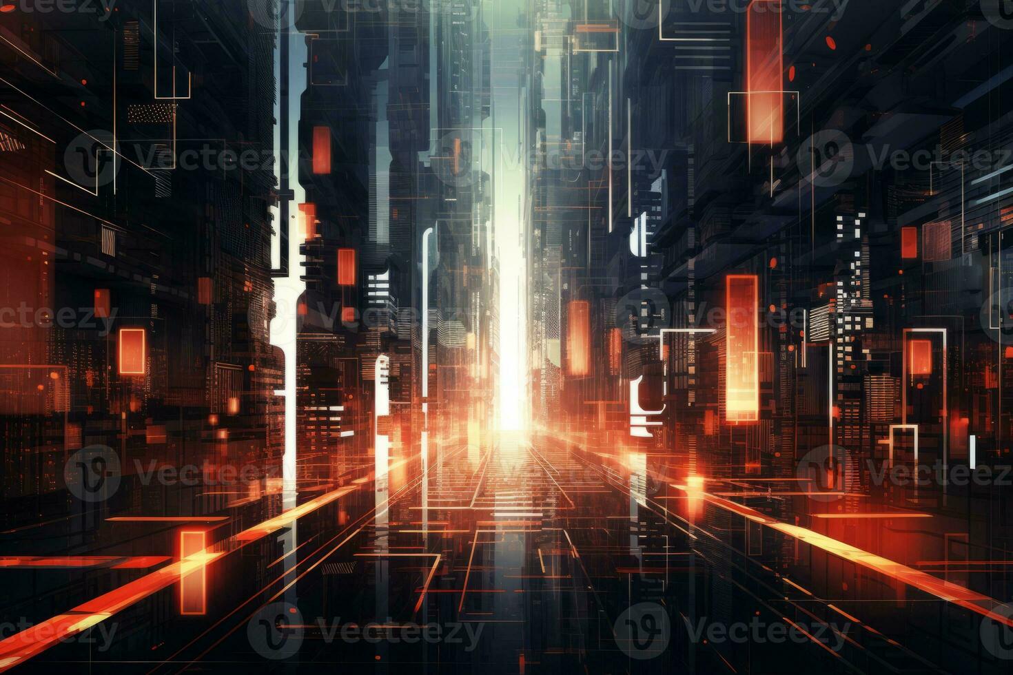 Dynamic abstract cyberpunk design creating a captivating digital atmosphere. Generative AI photo
