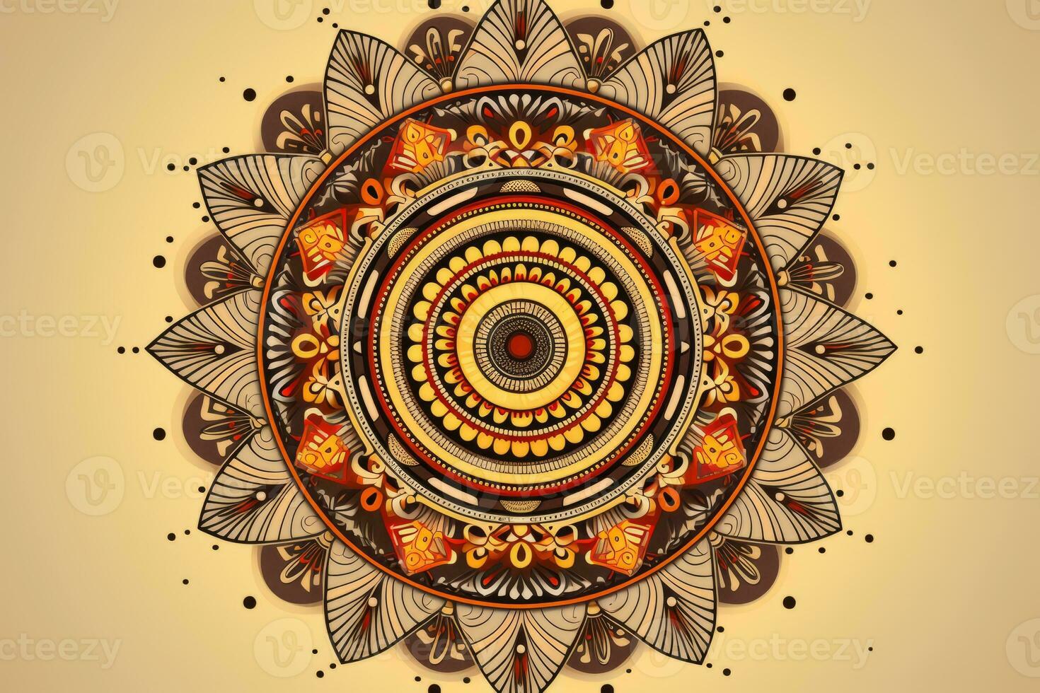 Circular design on a beige background. Generative AI photo