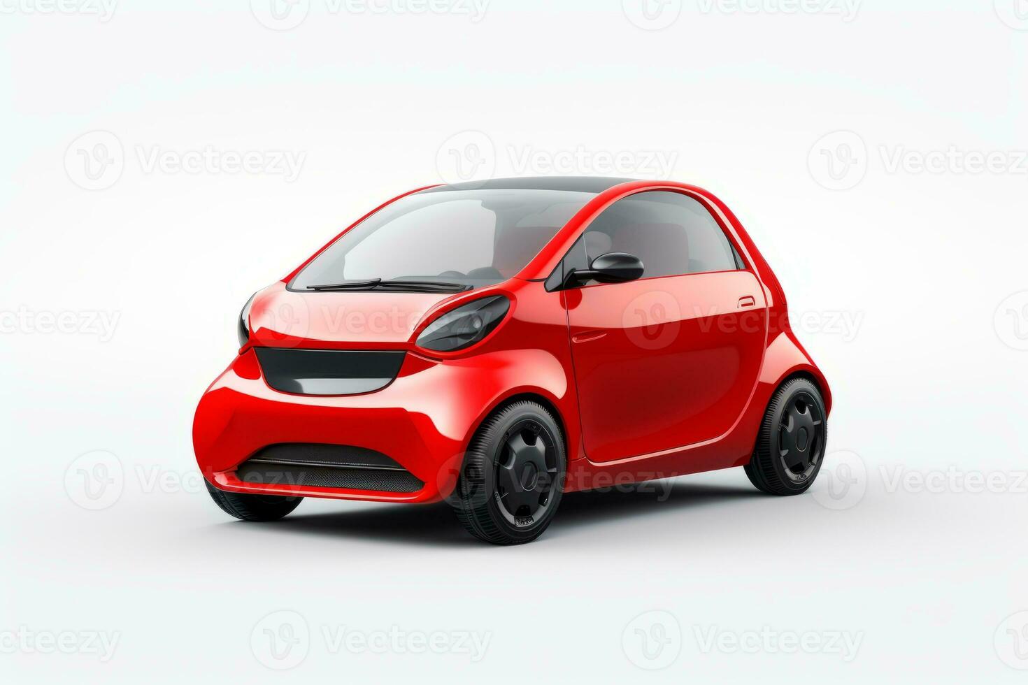 Minimal Electric Car Concept on White Background. Generative AI photo
