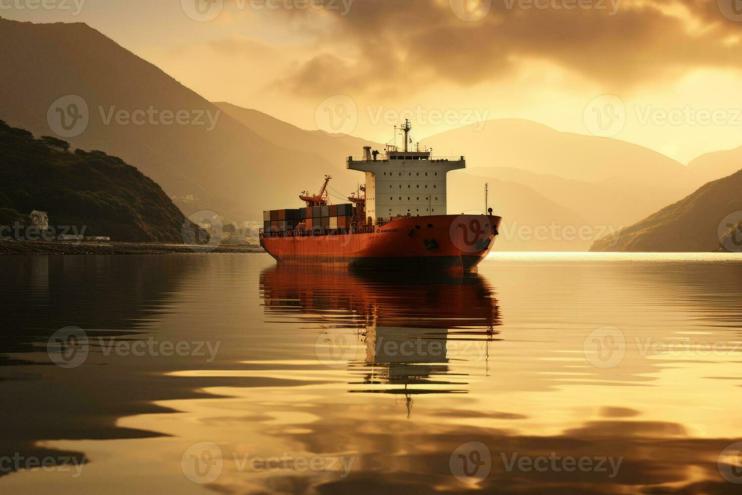 anclado carga barco. generativo ai foto