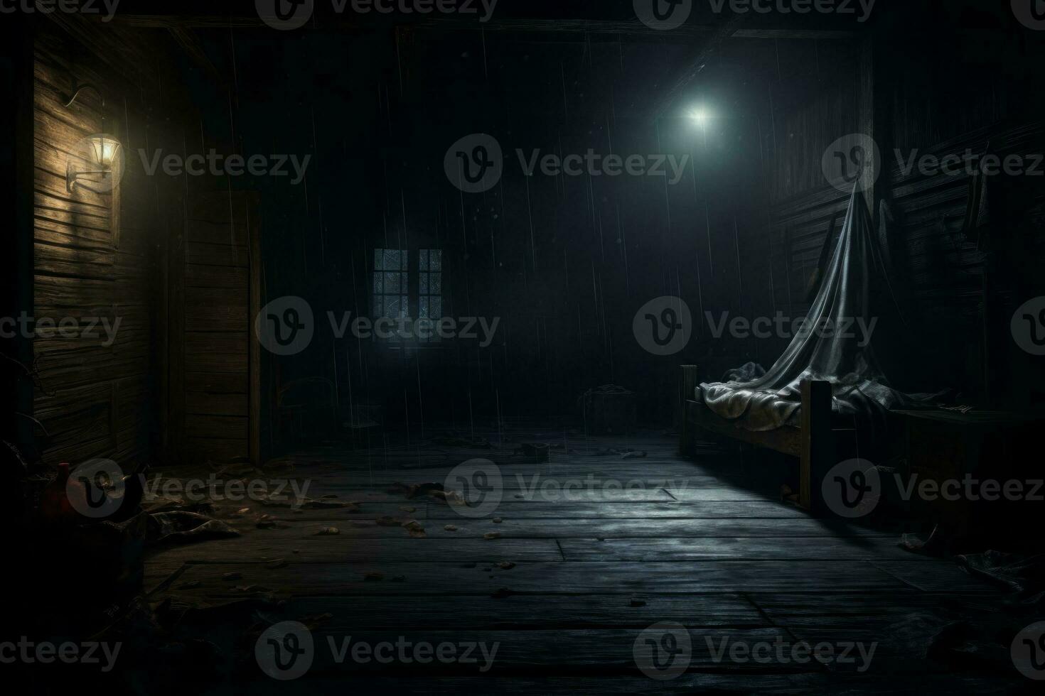 Dark Room with Glimmer of Hope. Generative AI photo
