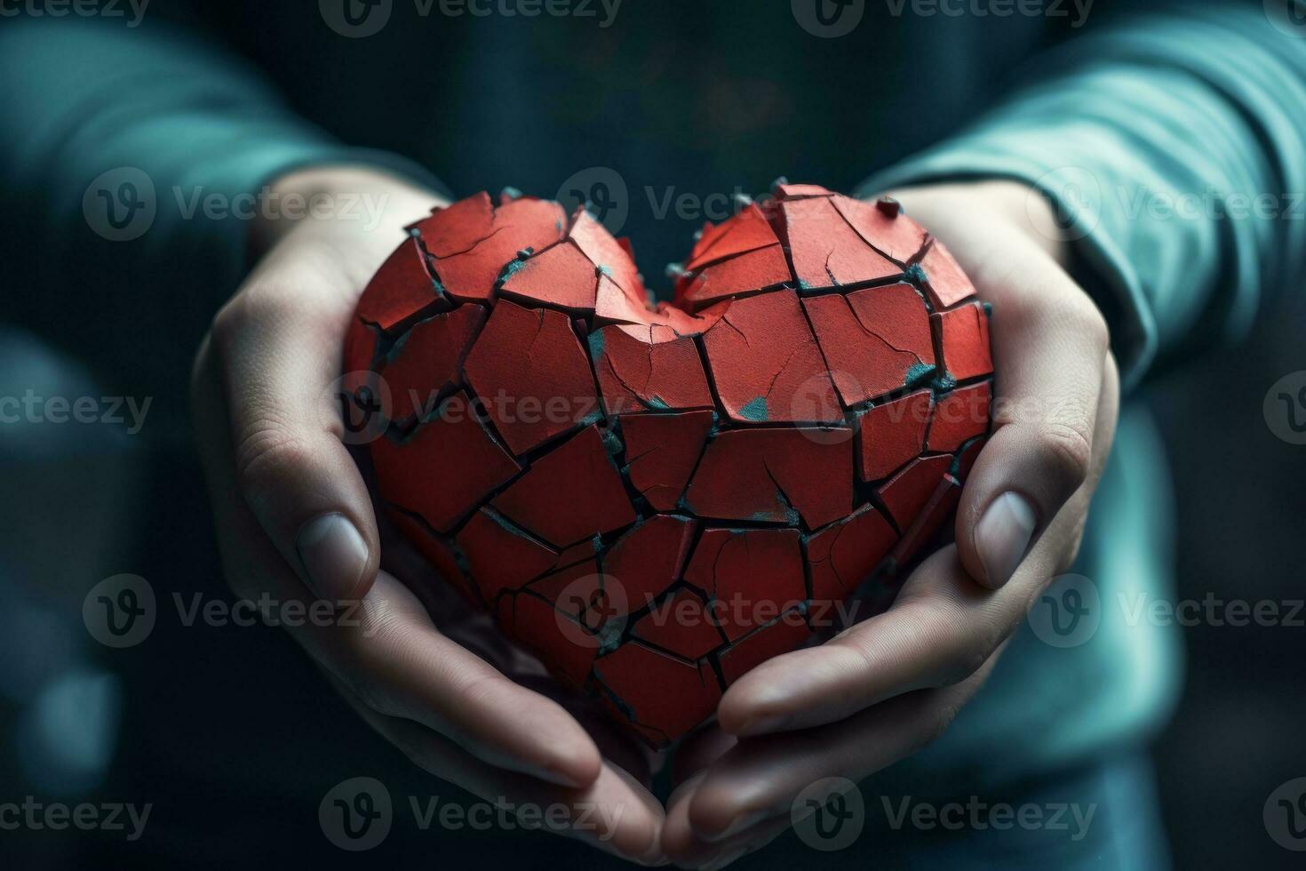 Holding Broken Heart in Pain. Generative AI photo