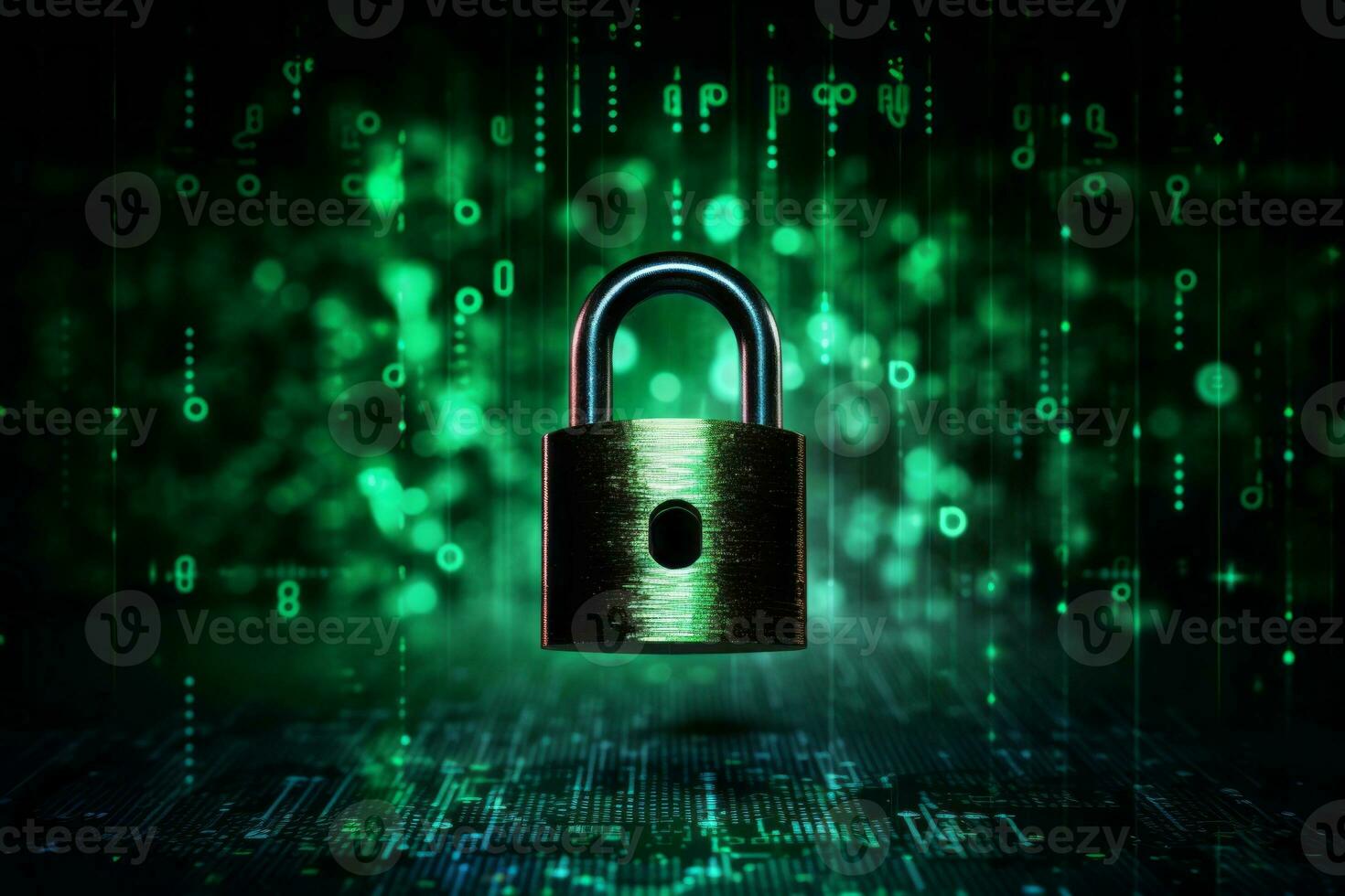 A padlock with a binary code background. Generative AI photo