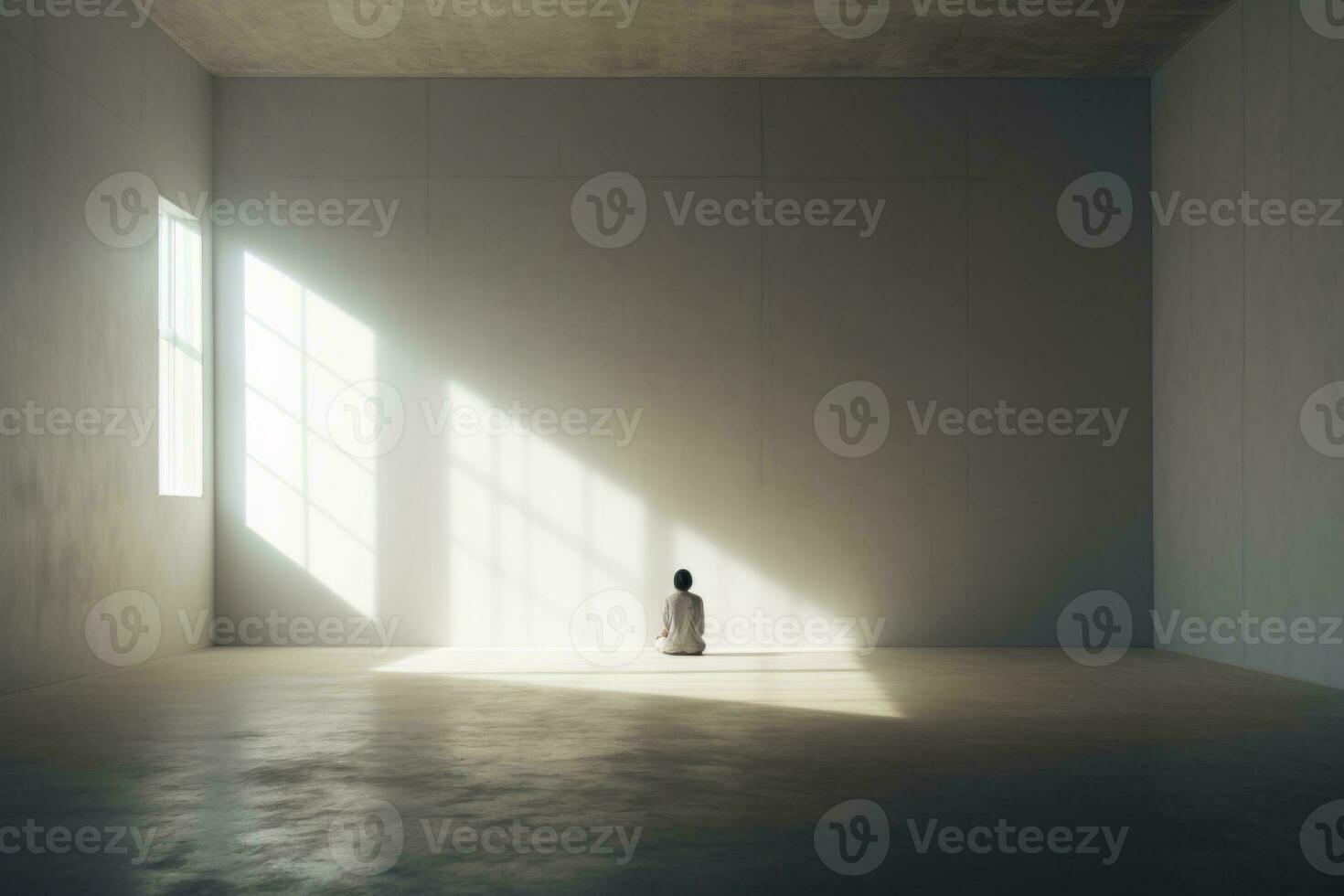 Isolation in Empty Room. Generative AI photo