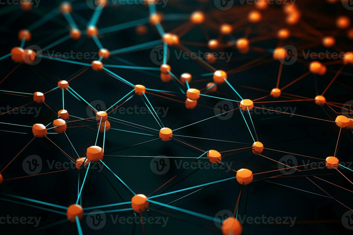 Abstract 3D Interconnected Node System. Generative AI photo