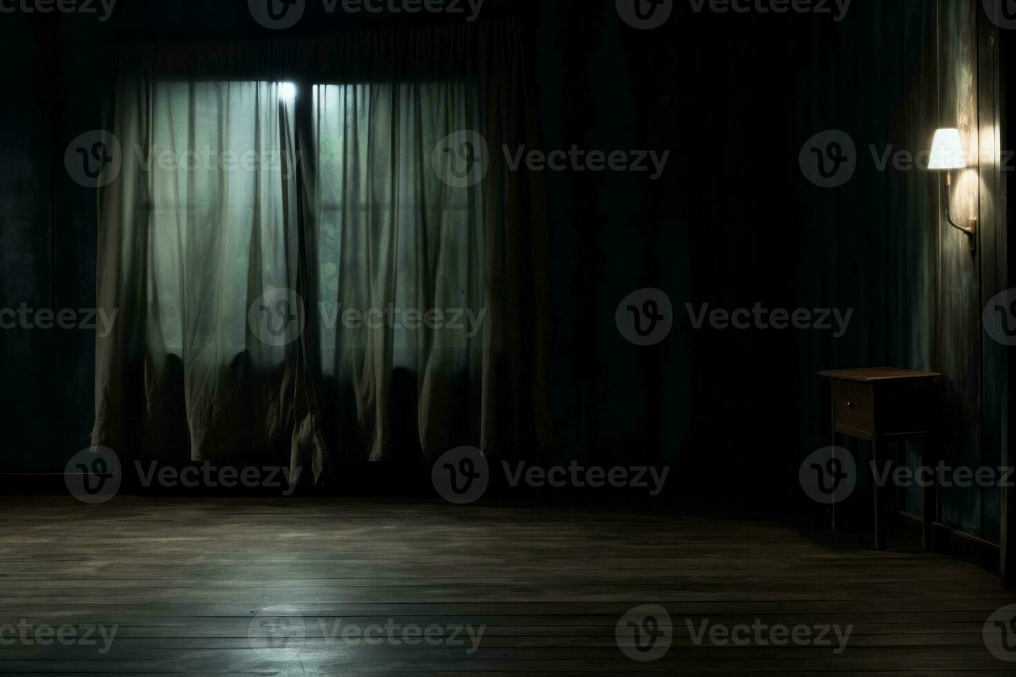 Isolation in Dimly Lit Room. Generative AI photo